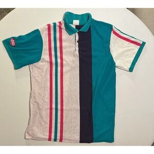VTG Dairy Queen Employee Polo Shirt 80s Color Block Fashion Seal XL Made in USA